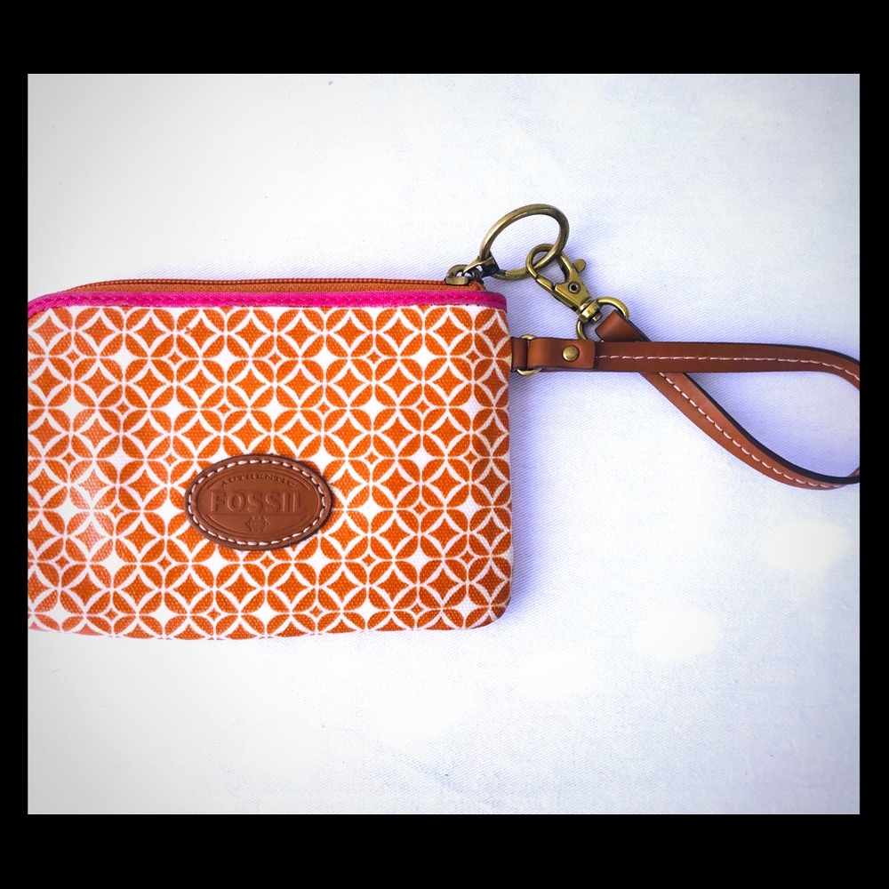 Fossil Orange & Pink Wristlet Water Resistant